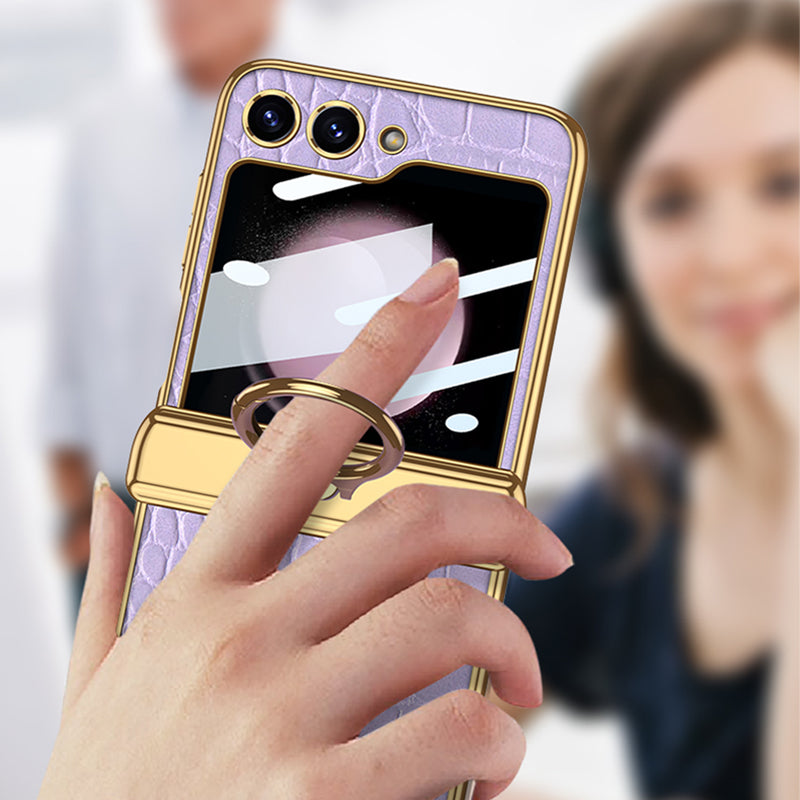 GKK til Samsung Galaxy Z Flip5 5G etui Magnetisk hængsel læder PC-telefon Kickstand Cover med lille skærm film GKK til Samsung Galaxy Z Flip5 5G etui Magnetisk hængsel læder PC-telefon Kickstand Cover med lille skærm film